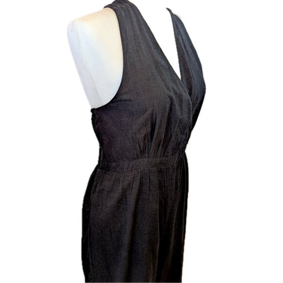 NWT Express | Halter Neck Cotton Blend Lightweight Jumpsuit in Black | Medium - Picture 4 of 13